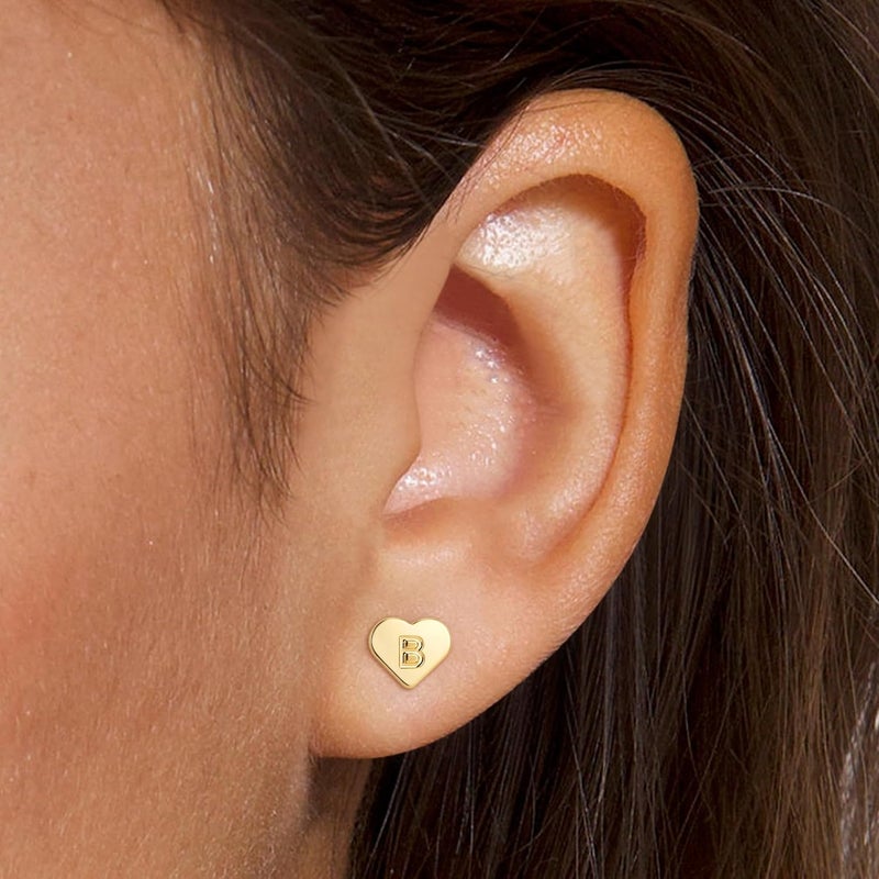 BLThing Store Heart Initial Earrings for Girls Kids Women - 18K Gold Filled Heart A-Z Initial Letter Earrings Teen Girls Gifts Trendy Stuff Birthday Gift for 5 6 7 8 9 10 Year Old Girl Gifts - Image 2